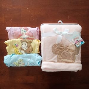 Disney Princess Onsie Bodysuit and Baby Blanket Bundle